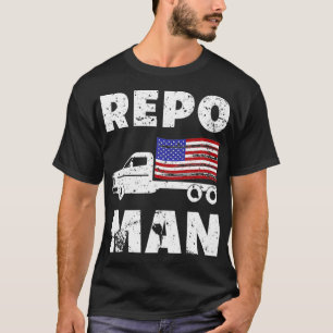 Repo Man Patriotic Flag and Flatbed  T-Shirt