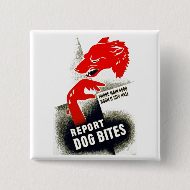 Report Dog Bites 15 Cm Square Badge (Front)