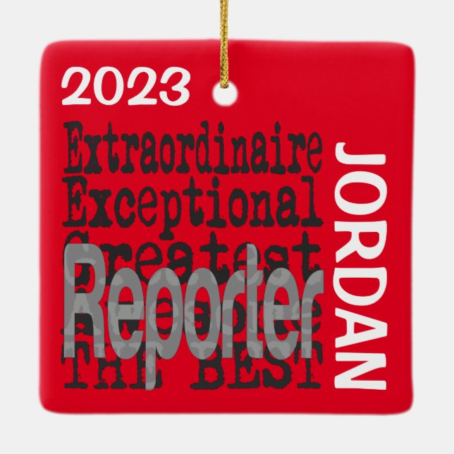 Reporter Extraordinaire CUSTOM Ceramic Ornament (Back)