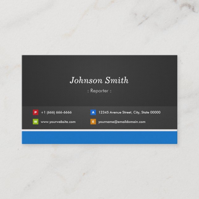 Reporter - Professional Customisable Business Card (Front)