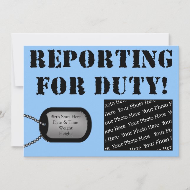Reporting for Duty Birth Announcements (Front)