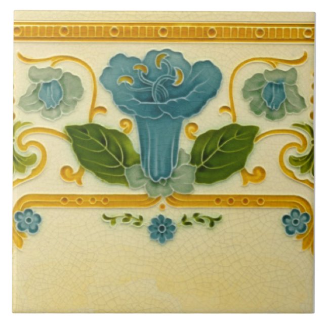 Repro 1900 Pilkington Straight Border Art Nouveau Ceramic Tile (Front)