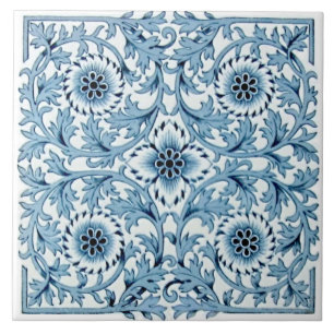 Repro Antique Blue & White Minton Tranferware Ceramic Tile