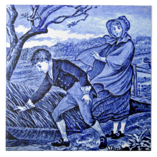 Repro Antique Wedgwood Blue Calendar Series March Ceramic Tile