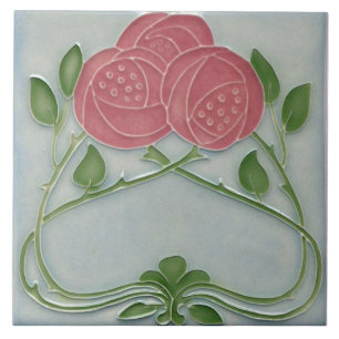 Repro Art Nouveau Floral Ceramic Tile