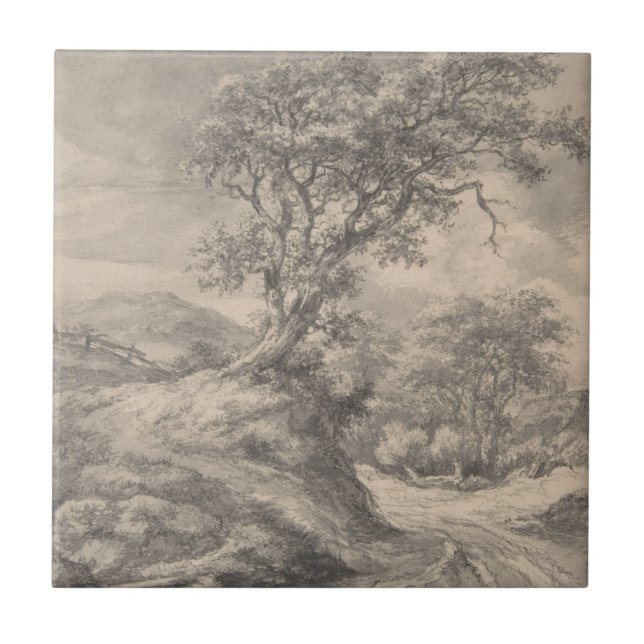 Repro Black and White Tile River Scene (Front)
