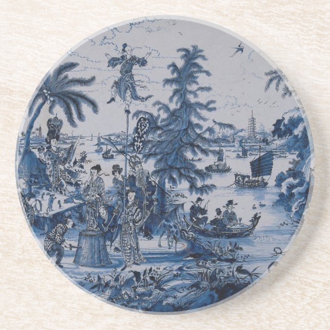Repro Chinoiserie  Delft Blue and White  Coaster (Front)