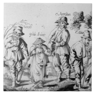 Repro Delft Tile Les Gueux Black and White