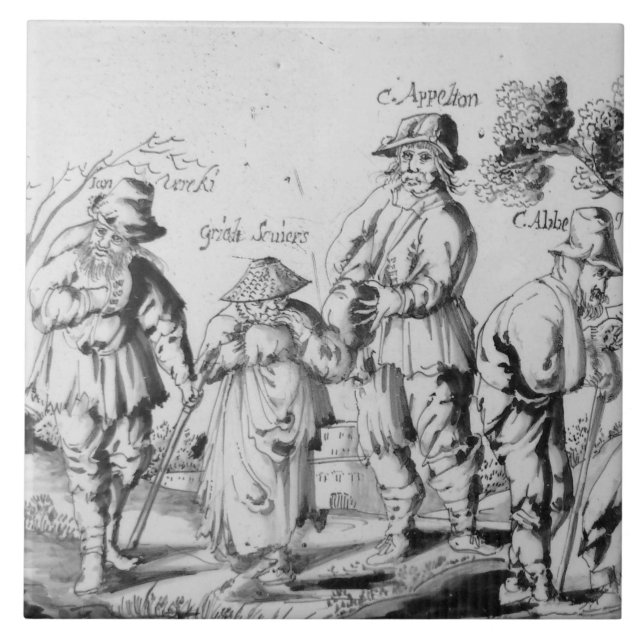 Repro Delft Tile Les Gueux Black and White (Front)