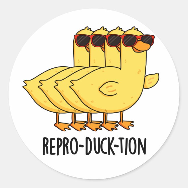 Repro-duck-tion Funny Animal Duck Pun  Classic Round Sticker (Front)