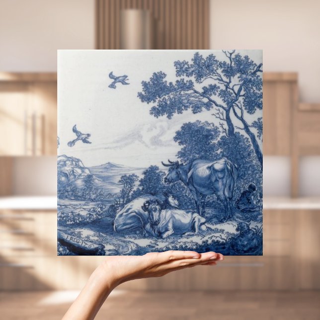 Repro Dutch Delft Tile with cows (Repro Dutch Delft Tile with cows
)