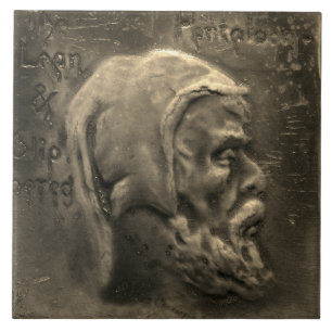 Repro Dutch Faux Relief Grey Beard Face Tile
