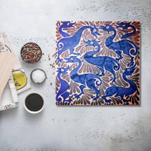 Repro Edwardian Art Nouveau Blue Gray Tile