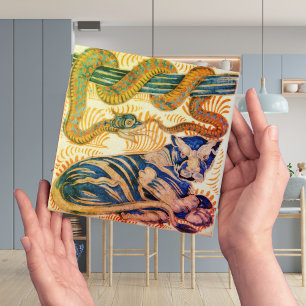 Repro Edwardian Art Nouveau Tiger Snake Tile