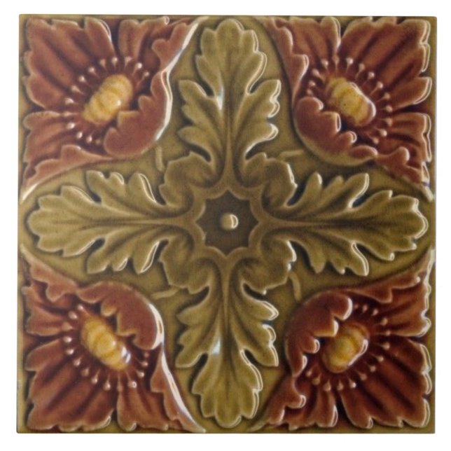 Repro Faux Relief T.R.Boote Majolica Ceramic Tile (Front)