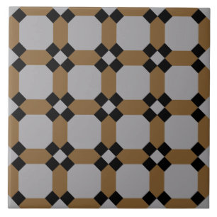 Repro Geometric Azulejos Mosaic Grey Gold Tile