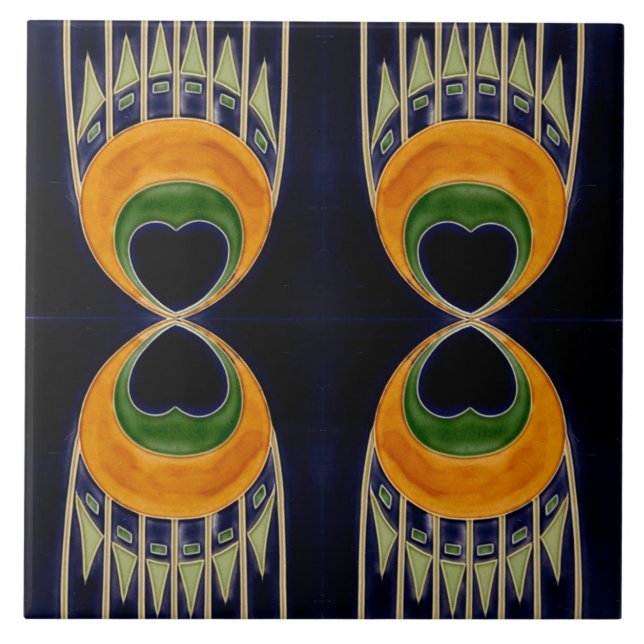 Repro German Art Nouveau Jugendstil Frieze Border Ceramic Tile (Front)