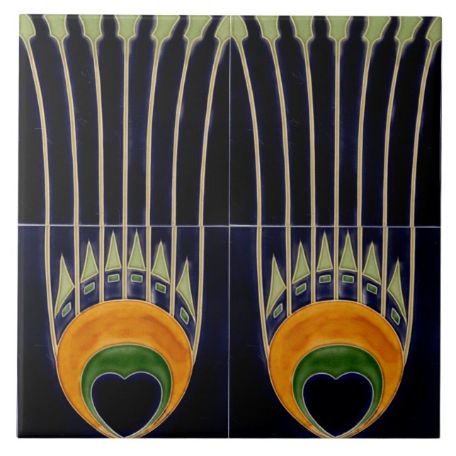 Repro German Art Nouveau Jugendstil Frieze Border Ceramic Tile (Front)