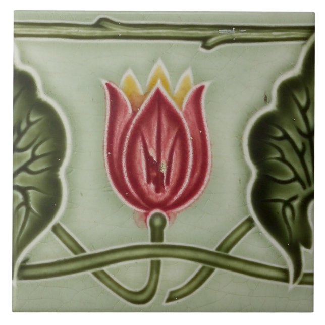 Repro German Art Nouveau Jugendstil Frieze Border Ceramic Tile (Front)