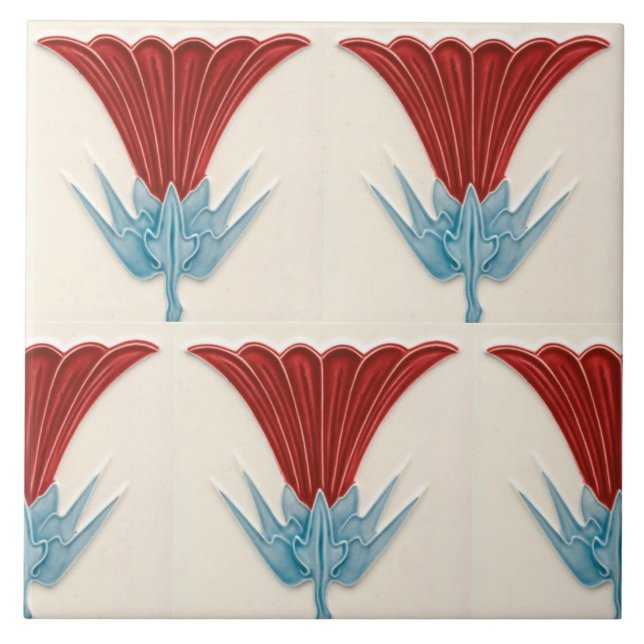 Repro German Art Nouveau Jugendstil Frieze Border Ceramic Tile (Front)