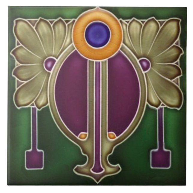 Repro German Jugendstil Art Nouveau/Art Deco Ceramic Tile (Front)