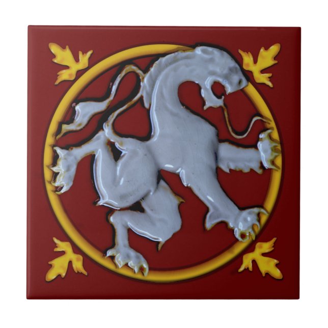 Repro Gothic Rampant Lion  (faces right) 1 of 2 Ceramic Tile (Front)