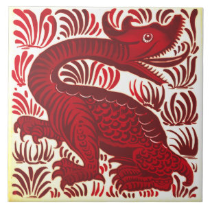 Repro Lewis Carrol De Morgan Red Jabberwacky Tile