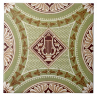 Repro Minton 1882 Neoclassical Lyre Green Print
