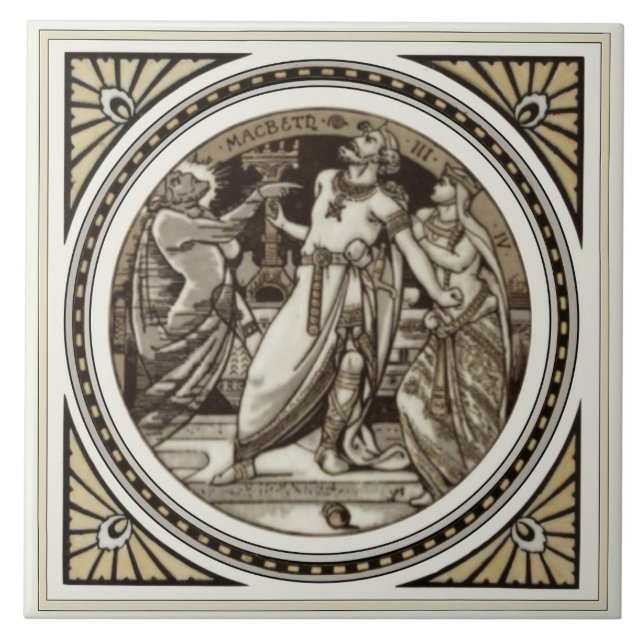 Repro Minton Shakespeare Macbeth Literary Tile (Front)