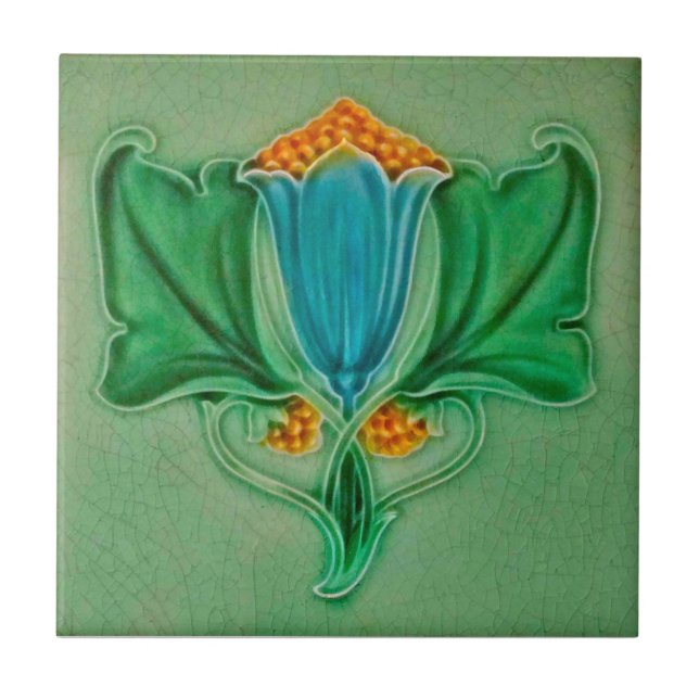 Repro Pilkington Art Nouveau Floral Ceramic Tile (Front)