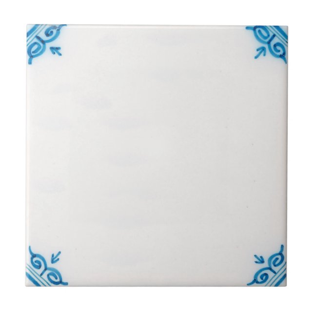 Repro Plain Simple Dutch Delft Blue Ceramic Tile (Front)