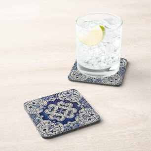 Repro Portuguese Blue Geometric Azulejos Floral Coaster