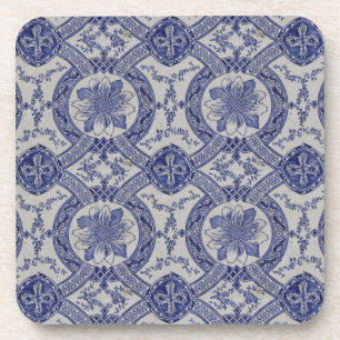 Repro Portuguese Blue Geometric Azulejos Floral  Coaster