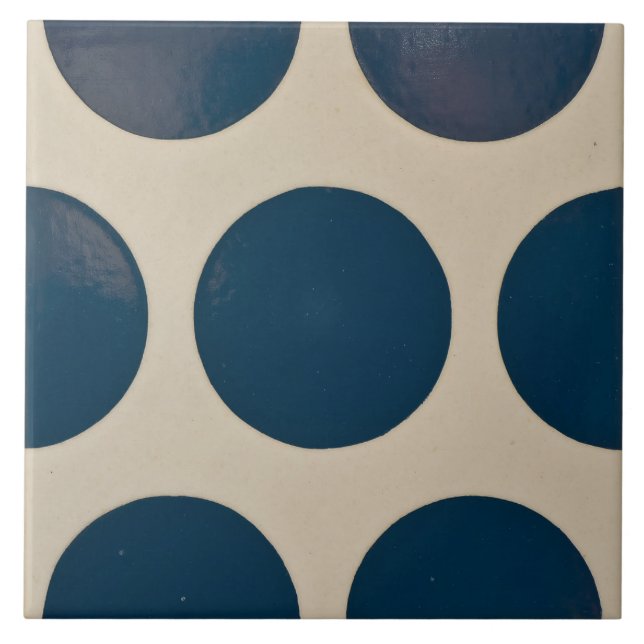 Repro Portuguese Blue Geometric Azulejos Polka Dot Ceramic Tile (Front)