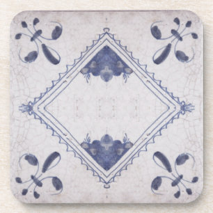 Repro Portuguese Floral Blue Azulejos Tile Coaster