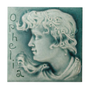 Repro Shakespeare Ophelia Portrait Faux Relief Ceramic Tile