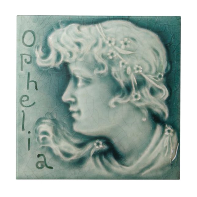 Repro Shakespeare Ophelia Portrait Faux Relief Ceramic Tile (Front)