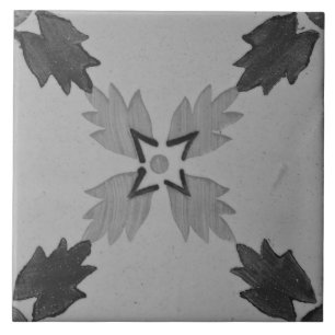 Repro Spanish Geometric Azulejos Floral Grey Ceramic Tile