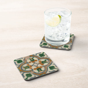 Repro Spanish Geometric Azulejos Floral Tile Coaster