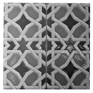 Repro Spanish Geometric Azulejos Grey Ceramic Tile