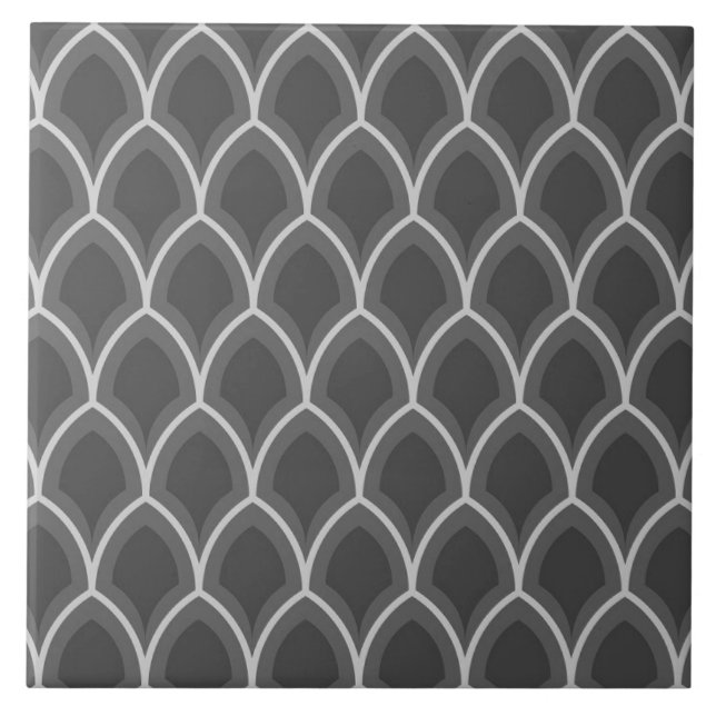 Repro Spanish Geometric Scale Azulejos Gray Tile (Front)