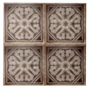 Repro Spanish Maure Floral Pattern Faux relief Ceramic Tile