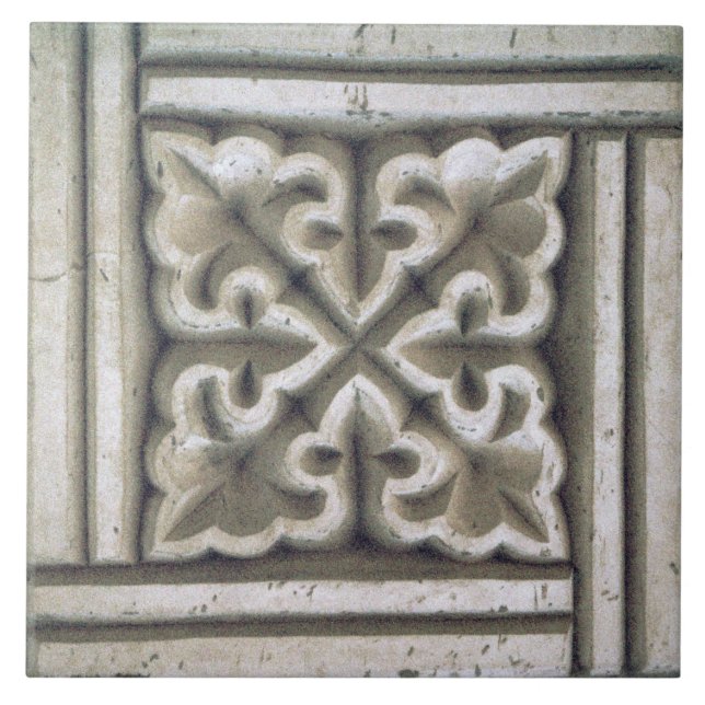 Repro Spanish Maure Floral Pattern Faux relief  Ti Ceramic Tile (Front)