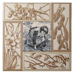Repro VIctorian "Contrary Mary" Nursery Rhyme Ceramic Tile