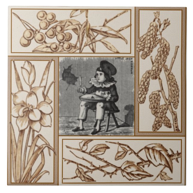Repro Victorian Little Jack Horner Nursery Rhyme Ceramic Tile (Front)