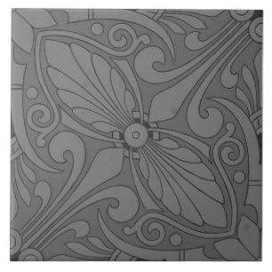Repro Vintage Geometric Ancient Greek Grey Ceramic Tile