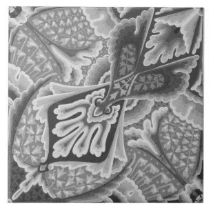 Repro Vintage Geometric Gray Floral Tile