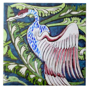 Repro Wm De Morgan Heron (Pairs with Gold Eagle) Ceramic Tile