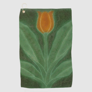 Repro Yellow Green Tulip Art Nouveau Golf Towel
