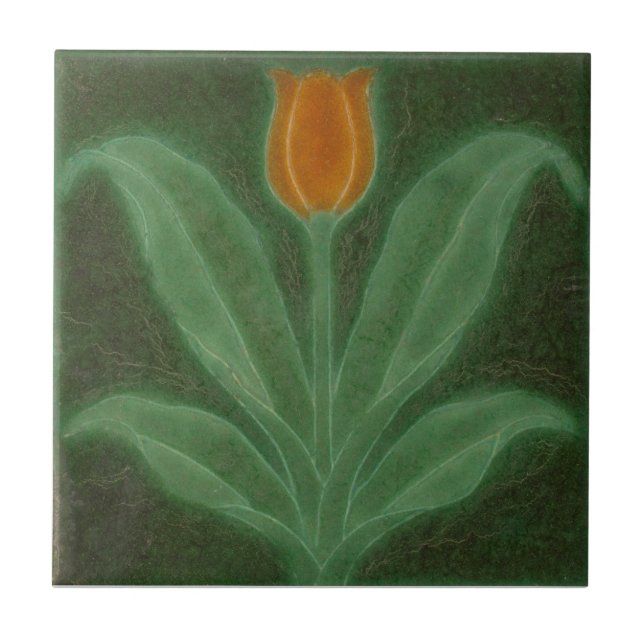 Repro Yellow Green Tulip Art Nouveau Tile (Front)